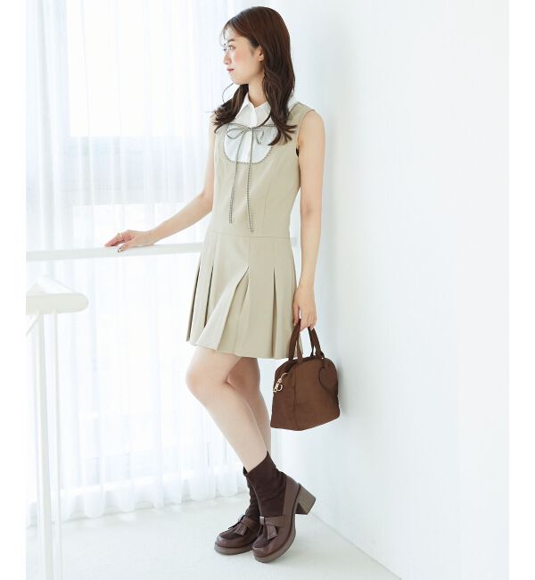  「ドッキングノースリーブミニワンピース」|ワンピース|