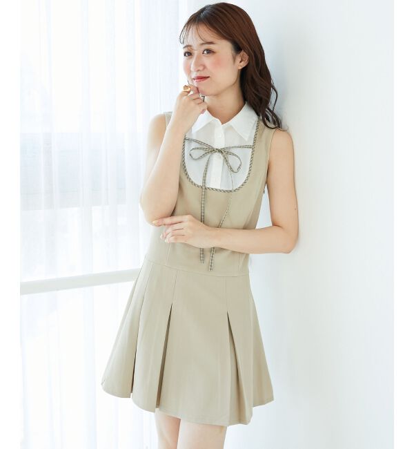  「ドッキングノースリーブミニワンピース」|ワンピース|