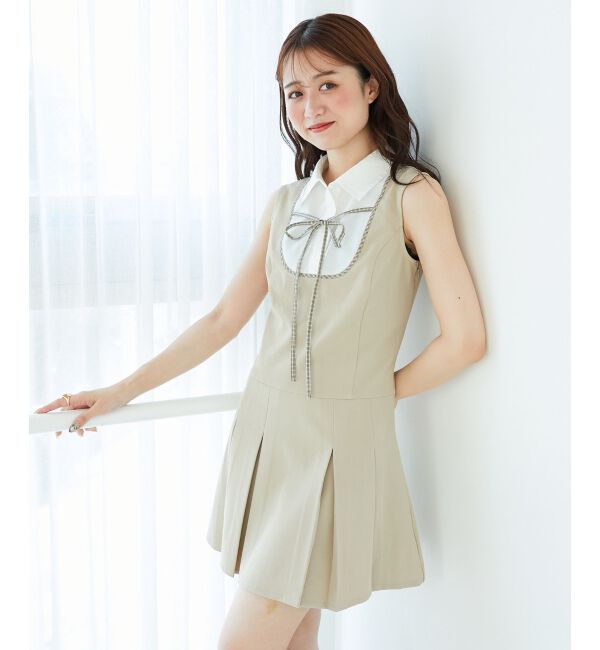  「ドッキングノースリーブミニワンピース」|ワンピース|