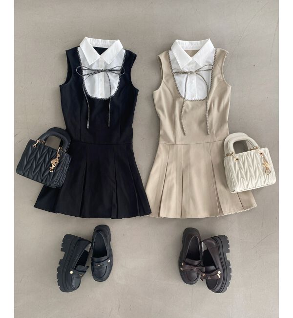  「ドッキングノースリーブミニワンピース」|ワンピース|