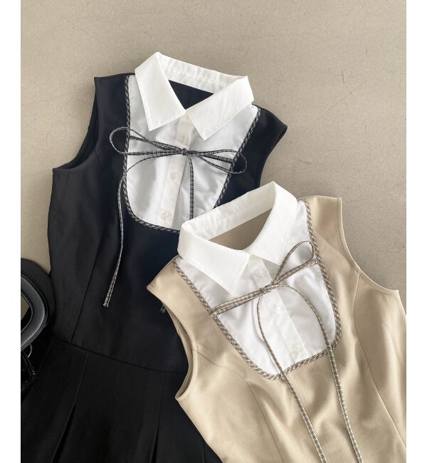  「ドッキングノースリーブミニワンピース」|ワンピース|