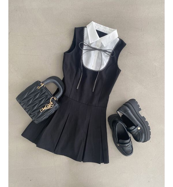  「ドッキングノースリーブミニワンピース」|ワンピース|