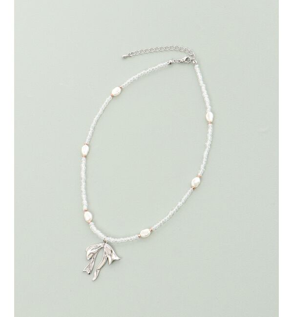  「きらきらリボンモチーフネックレス」|ネックレス|