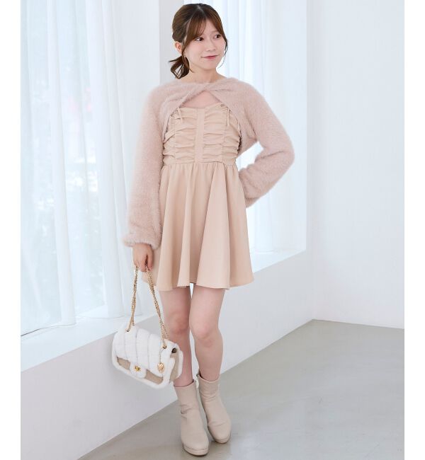  「ふわふわニット&times;ミニワンピセット」|ワンピース|