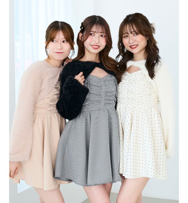  「ふわふわニット&times;ミニワンピセット」|ワンピース|
