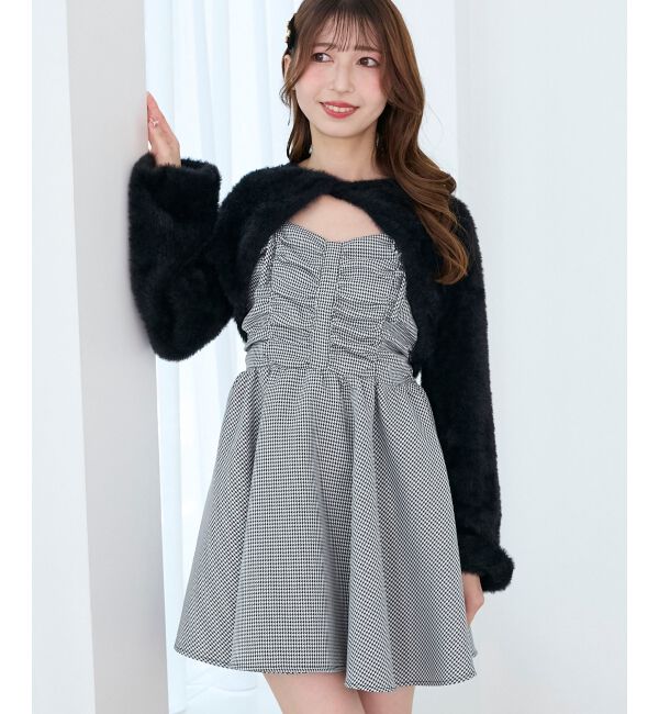  「ふわふわニット&times;ミニワンピセット」|ワンピース|