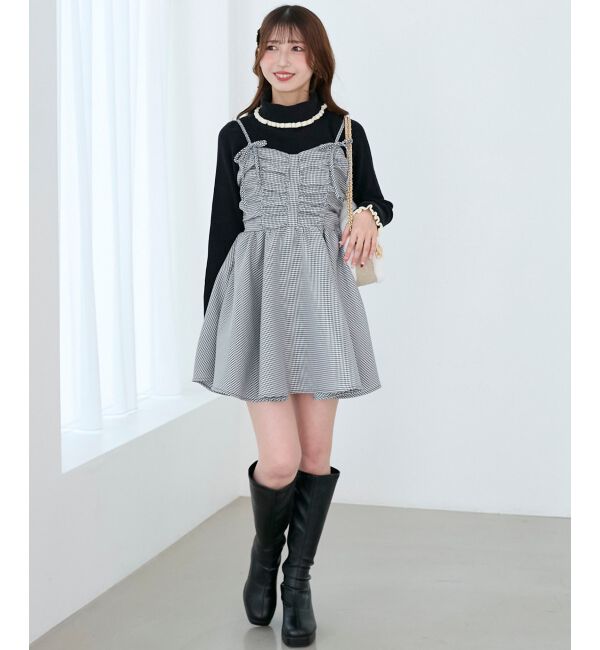  「ふわふわニット&times;ミニワンピセット」|ワンピース|