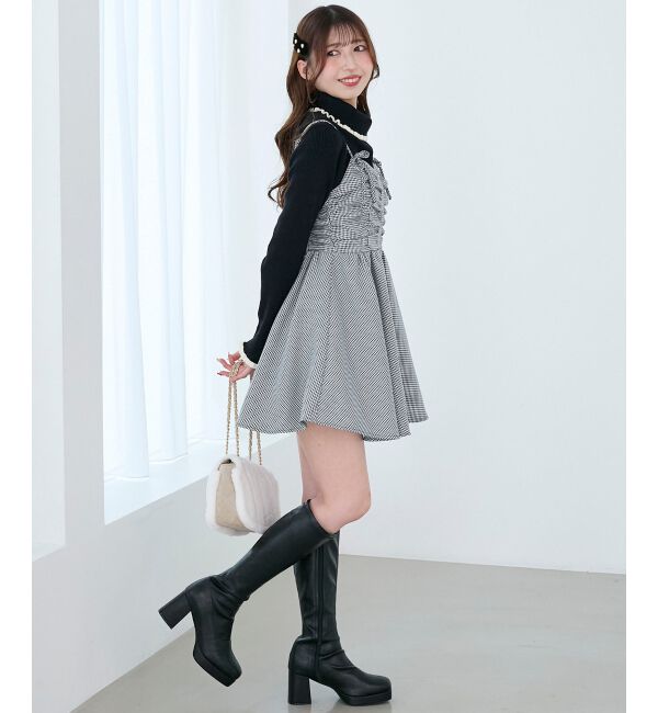  「ふわふわニット&times;ミニワンピセット」|ワンピース|