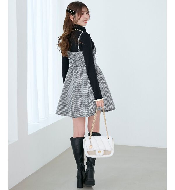  「ふわふわニット&times;ミニワンピセット」|ワンピース|