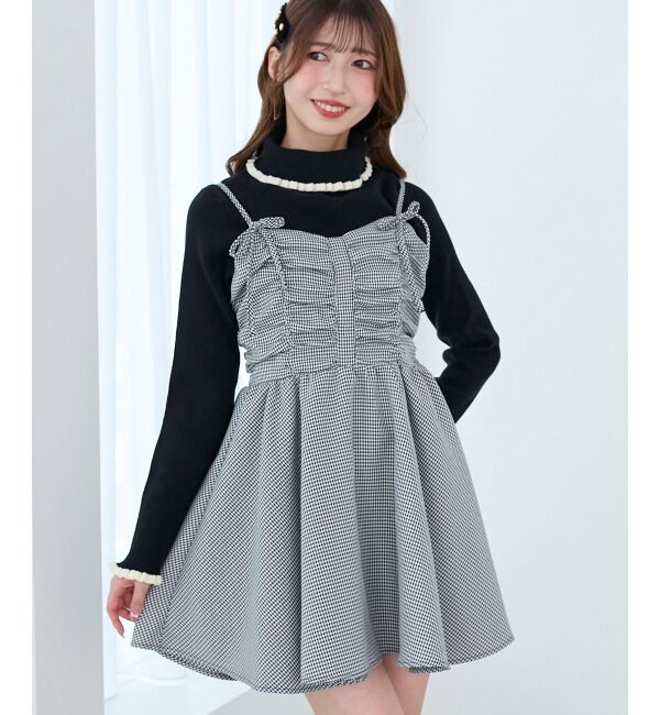  「ふわふわニット&times;ミニワンピセット」|ワンピース|