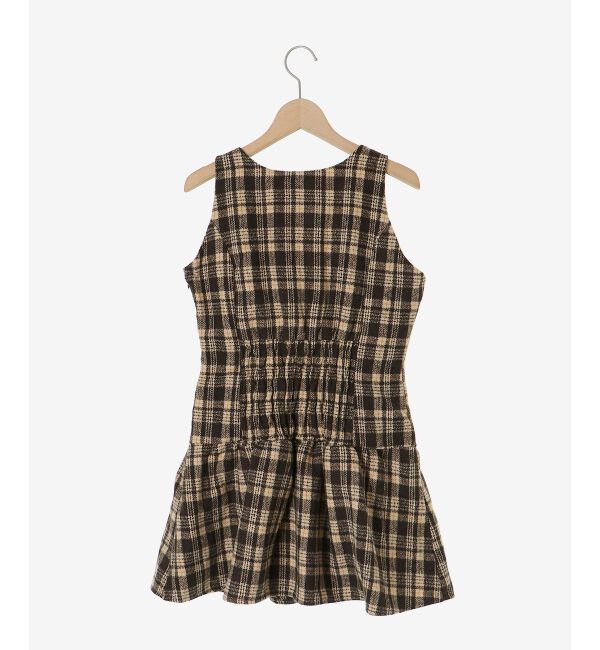  「フロントリボンチェックミニジャンスカ」|ジャンパースカート|