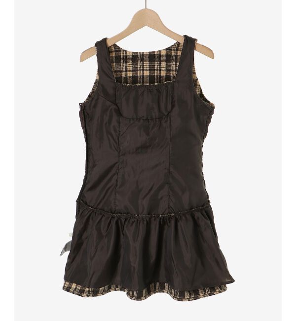  「フロントリボンチェックミニジャンスカ」|ジャンパースカート|