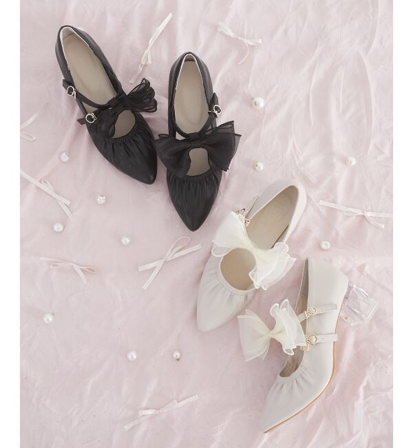  「2WAYリボンキラキラヒールパンプス」|パンプス|