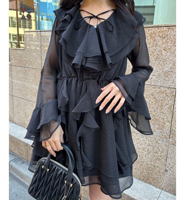  「エアリーラッフルフリルミニワンピース」|ワンピース|