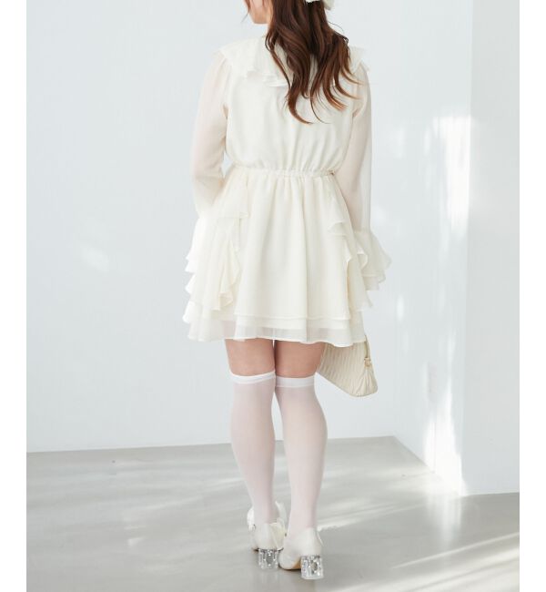  「エアリーラッフルフリルミニワンピース」|ワンピース|