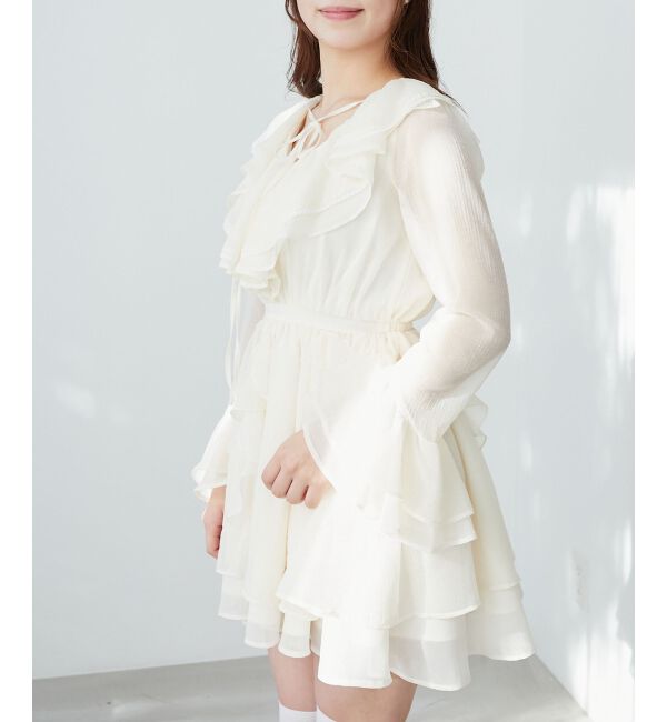  「エアリーラッフルフリルミニワンピース」|ワンピース|