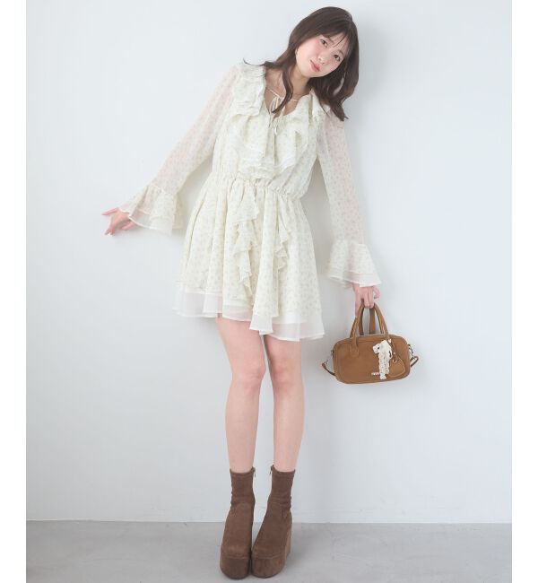  「エアリーラッフルフリルミニワンピース」|ワンピース|ｱｲﾎﾞﾘｰ柄