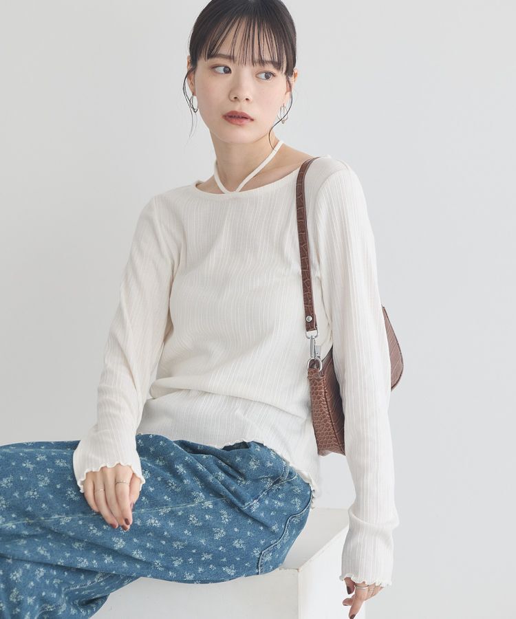 earth music&ecology「チェーンリブホルターネックプルオーバー」|Tシャツ・カットソー|Ivory