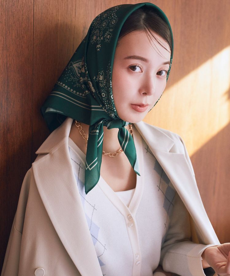 earth music&ecology「ボタニカル柄スカーフ(70&times;70)」|バンダナ・スカーフ|