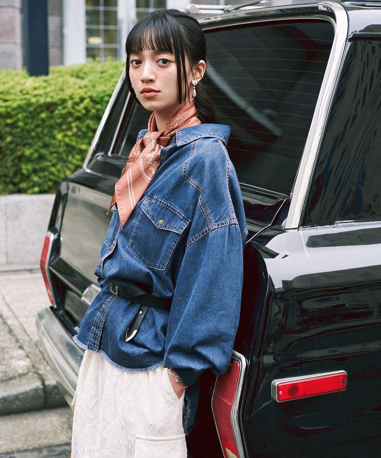 earth music&ecology「ボタニカル柄スカーフ(70&times;70)」|バンダナ・スカーフ|