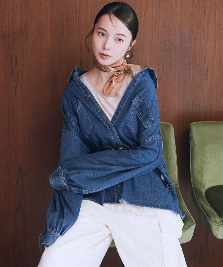 earth music&ecology「ボタニカル柄スカーフ(70&times;70)」|バンダナ・スカーフ|