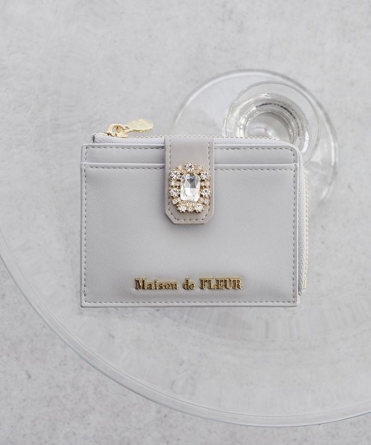 Maison de FLEUR「配色ビジューフラグメントケース」|財布|サックスブルー