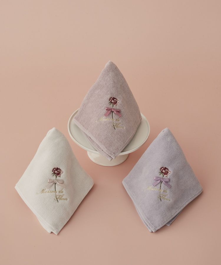Maison de FLEUR「ローズ刺繍タオルハンカチ」|ハンカチ|