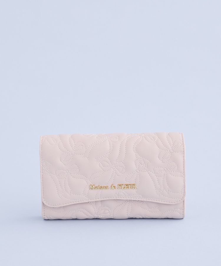 Maison de FLEUR「リボンキルティングロングウォレット」|財布|ピンク