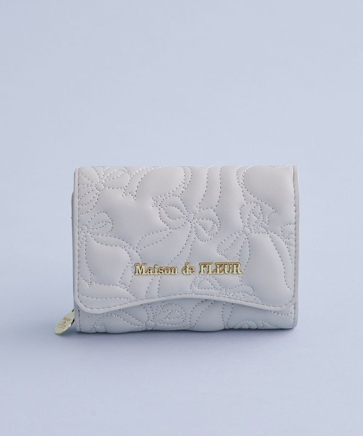Maison de FLEUR「リボンキルティングウォレット」|財布|サックスブルー