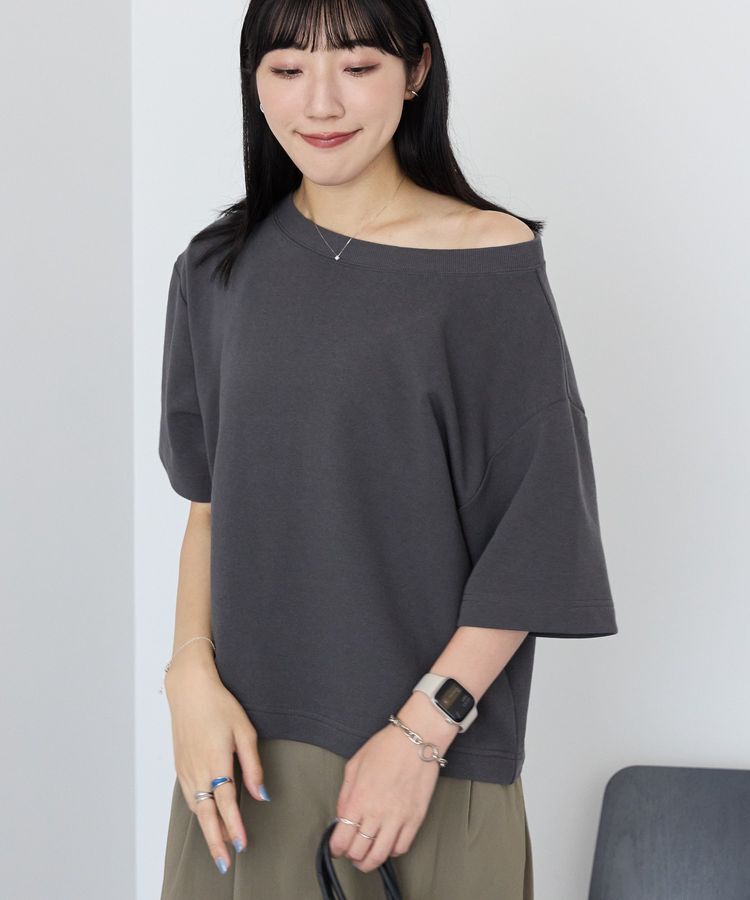 AMERICAN HOLIC「2WAYオフショルスウェット半袖プルオーバー」|スウェット・ジャージ|Charcoal Gray