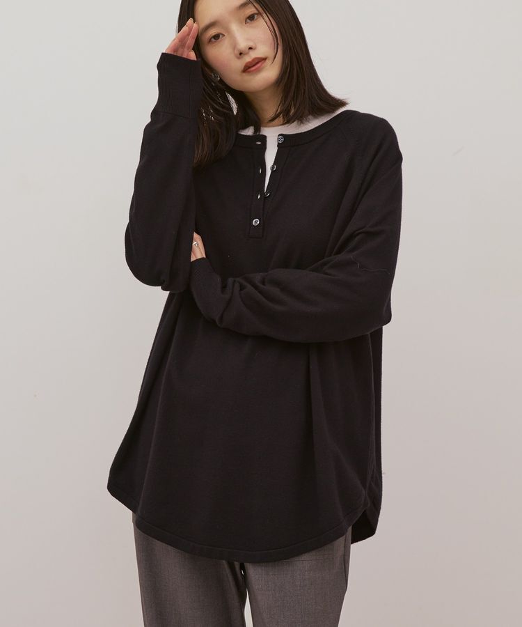 AMERICAN HOLIC「バイパチ2WAYヘンリーネックニットプルオーバー＜静電気軽減＞」|ニット・セーター|