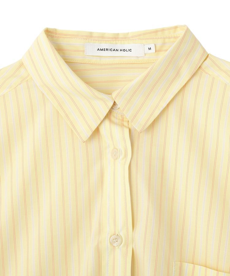 AMERICAN HOLIC「【イージーケア】ショート丈ストライプシャツ」|シャツ・ブラウス|
