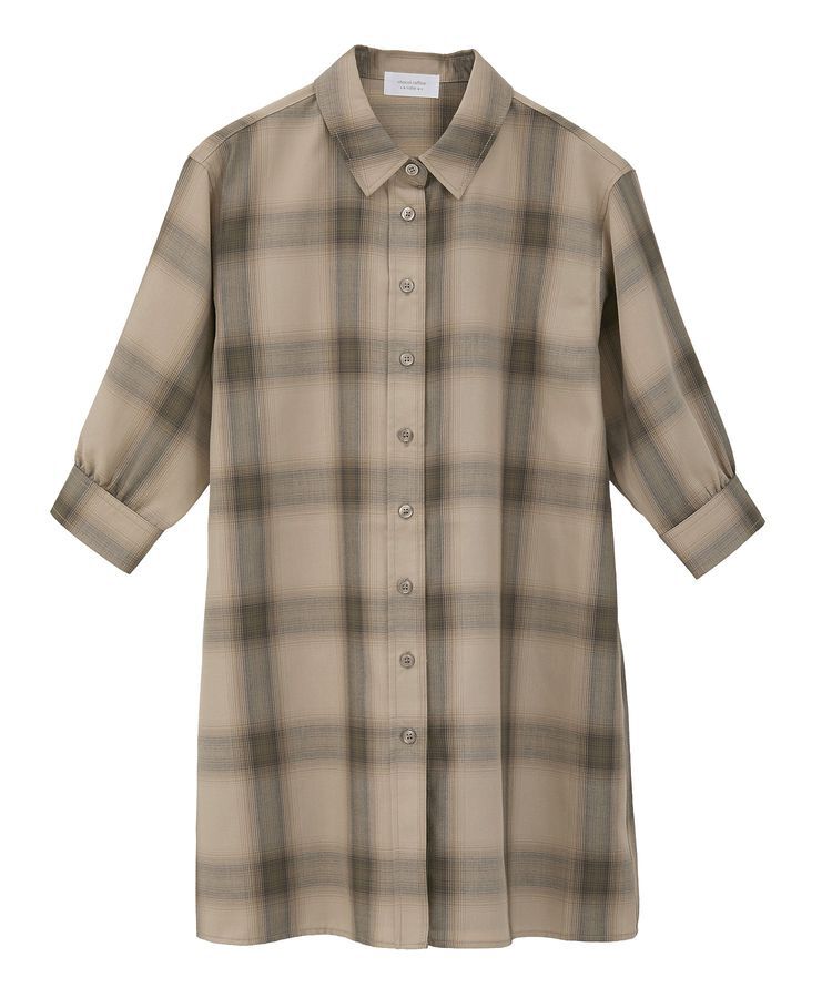 Green Parks「kidsロングシャツワンピース」|ワンピース|チェックベージュ