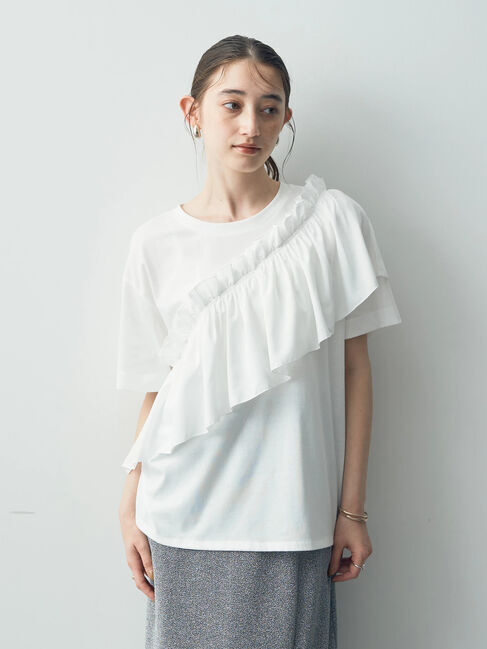 Editt by YECCA VECCA「ラッフルデザインドロストアシメTee」|Tシャツ・カットソー|