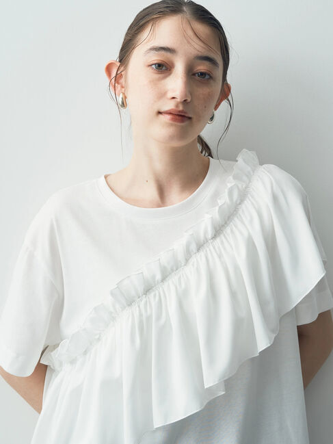 Editt by YECCA VECCA「ラッフルデザインドロストアシメTee」|Tシャツ・カットソー|