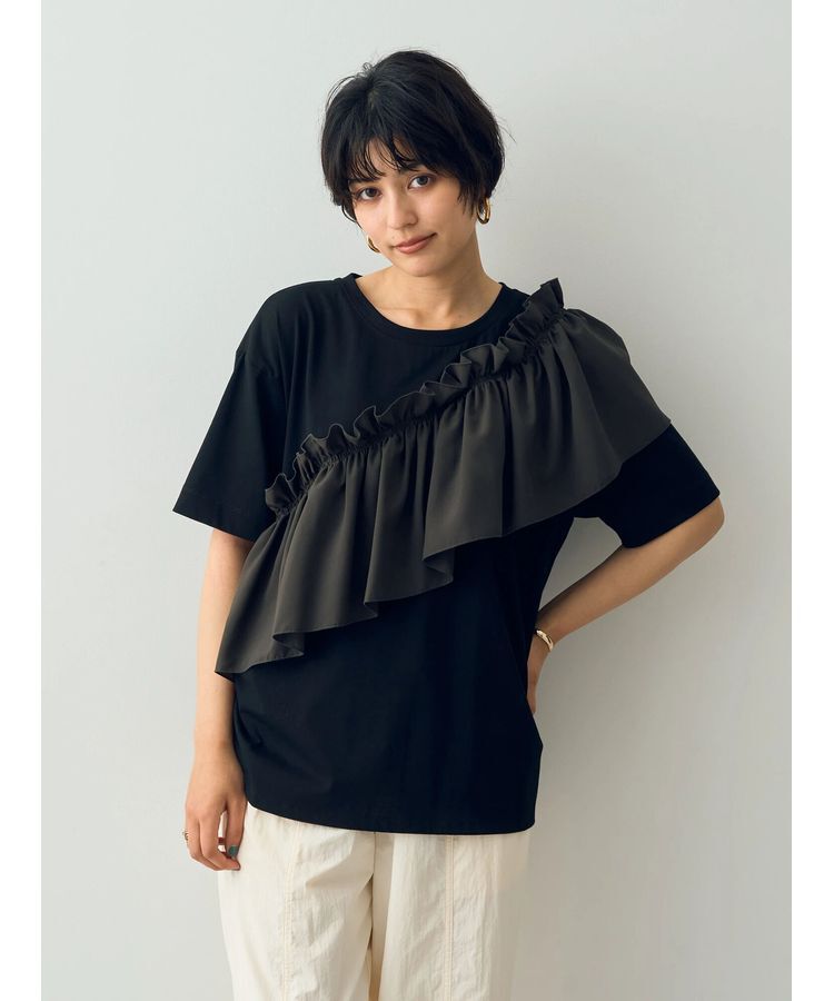 Editt by YECCA VECCA「ラッフルデザインドロストアシメTee」|Tシャツ・カットソー|