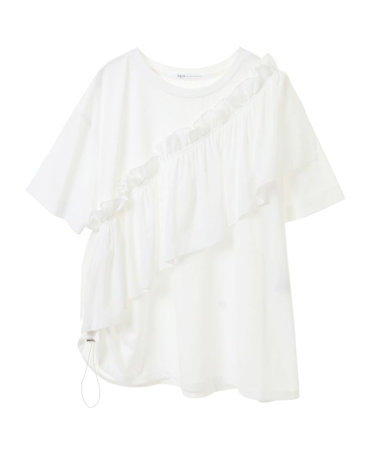Editt by YECCA VECCA「ラッフルデザインドロストアシメTee」|Tシャツ・カットソー|
