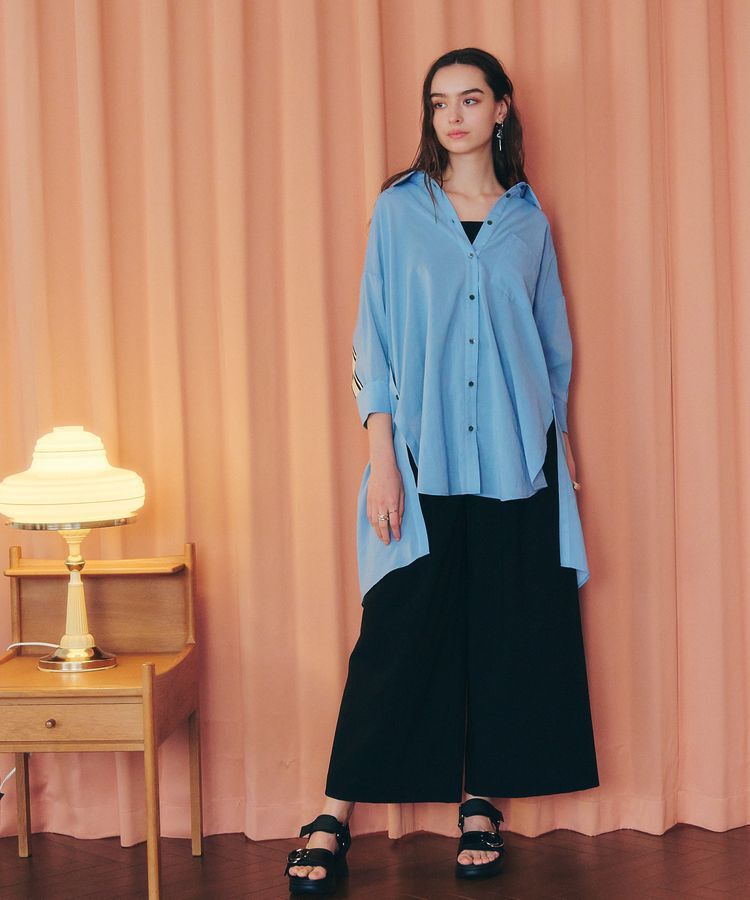 Editt by YECCA VECCA「リブMIXシアースリットオーバーシャツ」|シャツ・ブラウス|