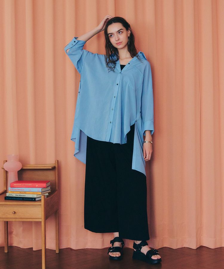 Editt by YECCA VECCA「リブMIXシアースリットオーバーシャツ」|シャツ・ブラウス|