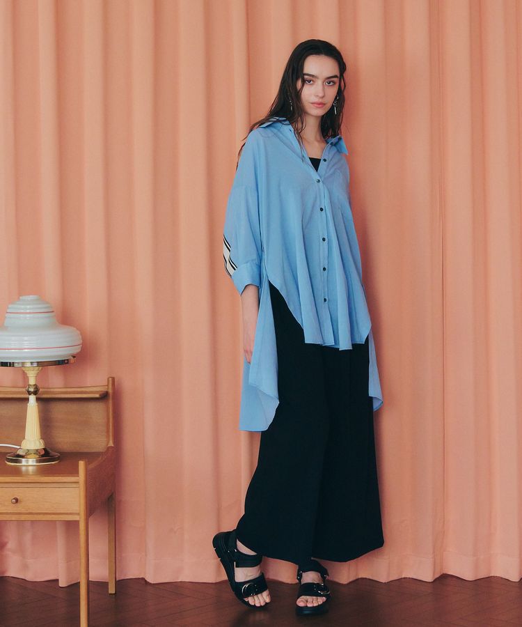 Editt by YECCA VECCA「リブMIXシアースリットオーバーシャツ」|シャツ・ブラウス|