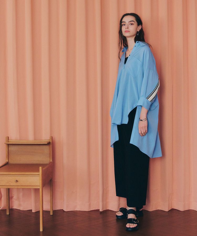 Editt by YECCA VECCA「リブMIXシアースリットオーバーシャツ」|シャツ・ブラウス|