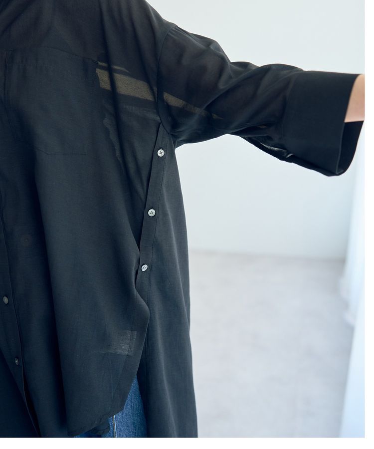 Editt by YECCA VECCA「リブMIXシアースリットオーバーシャツ」|シャツ・ブラウス|