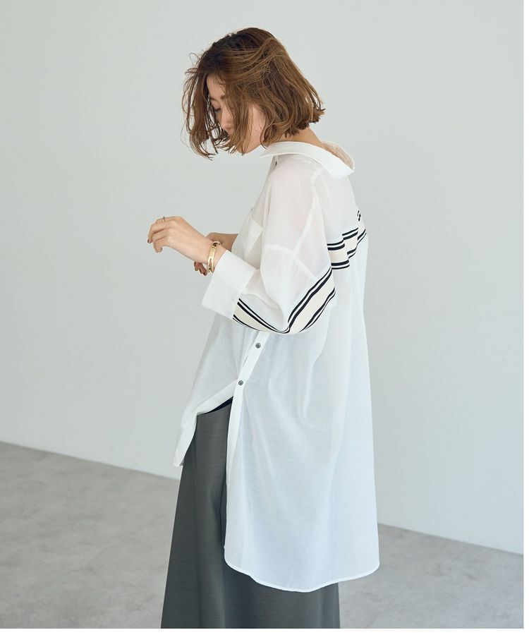 Editt by YECCA VECCA「リブMIXシアースリットオーバーシャツ」|シャツ・ブラウス|