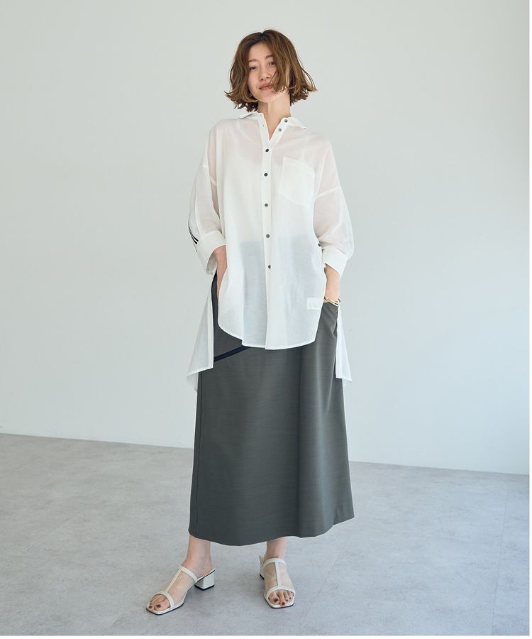 Editt by YECCA VECCA「リブMIXシアースリットオーバーシャツ」|シャツ・ブラウス|