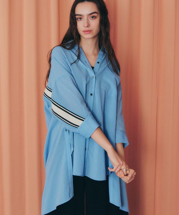 Editt by YECCA VECCA「リブMIXシアースリットオーバーシャツ」|シャツ・ブラウス|