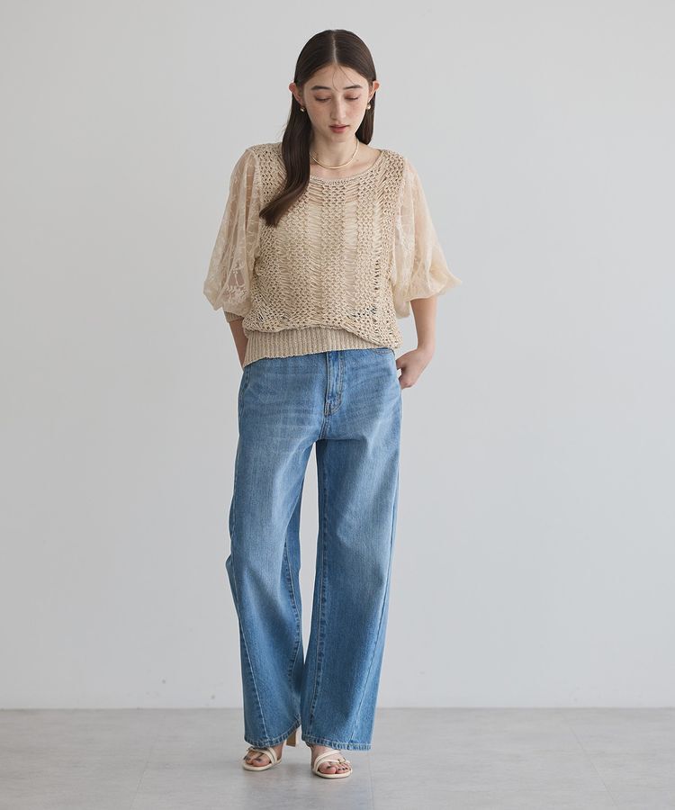 YECCA VECCA「【archive】テープヤーン袖レースプルオーバー」|ニット・セーター|