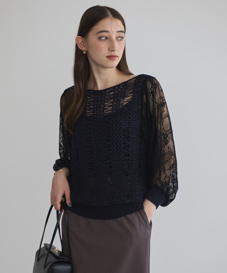 YECCA VECCA「【archive】テープヤーン袖レースプルオーバー」|ニット・セーター|
