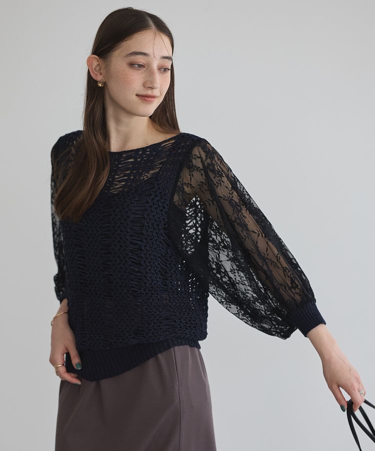 YECCA VECCA「【archive】テープヤーン袖レースプルオーバー」|ニット・セーター|