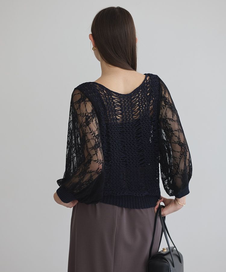 YECCA VECCA「【archive】テープヤーン袖レースプルオーバー」|ニット・セーター|