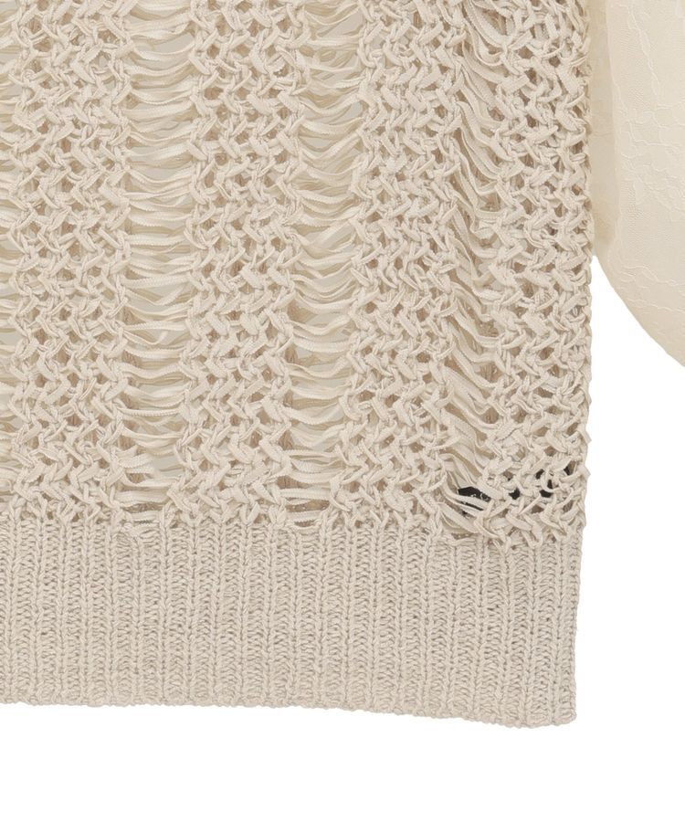 YECCA VECCA「【archive】テープヤーン袖レースプルオーバー」|ニット・セーター|